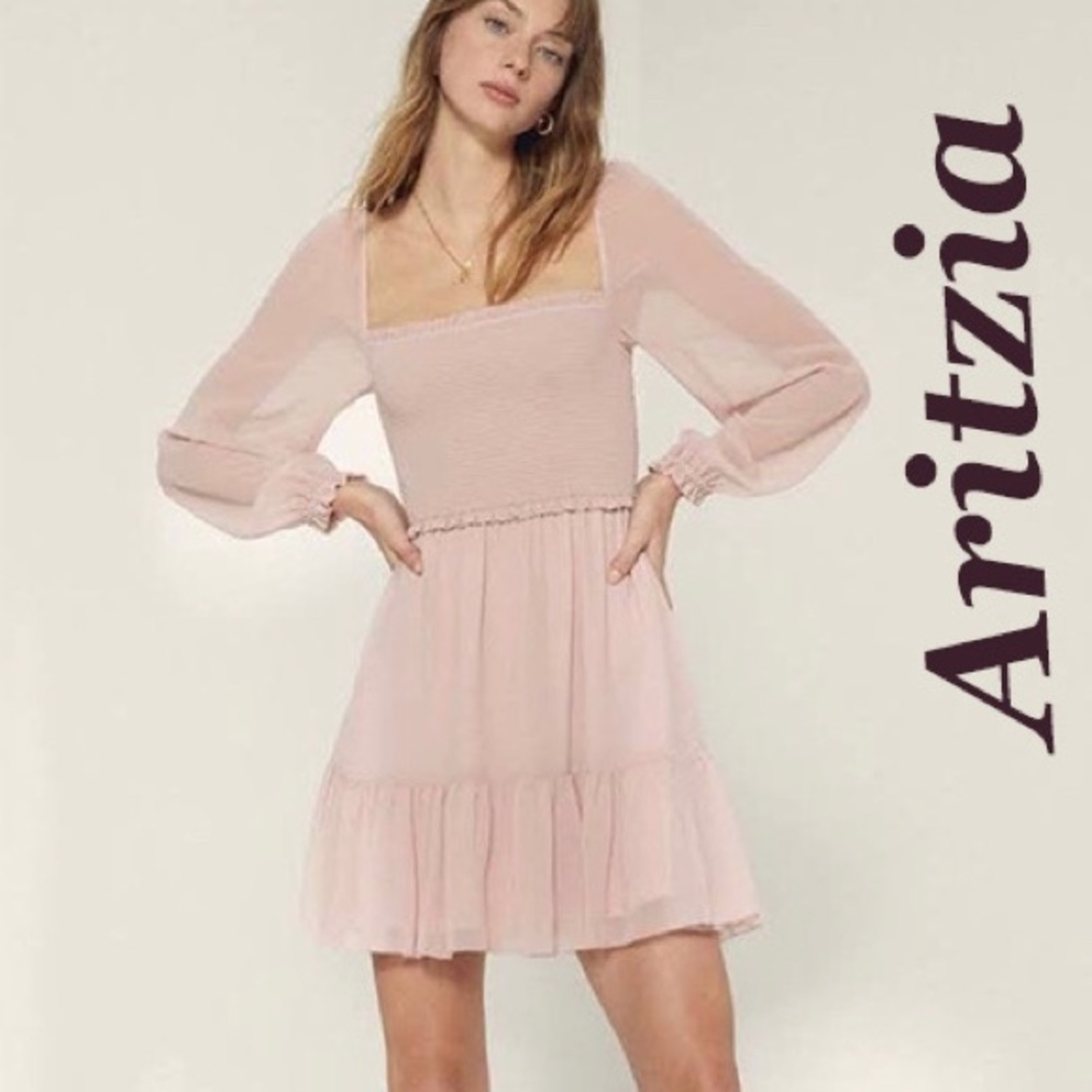 Aritzia Wilfred Tempest Mini Dress Light Pink XS